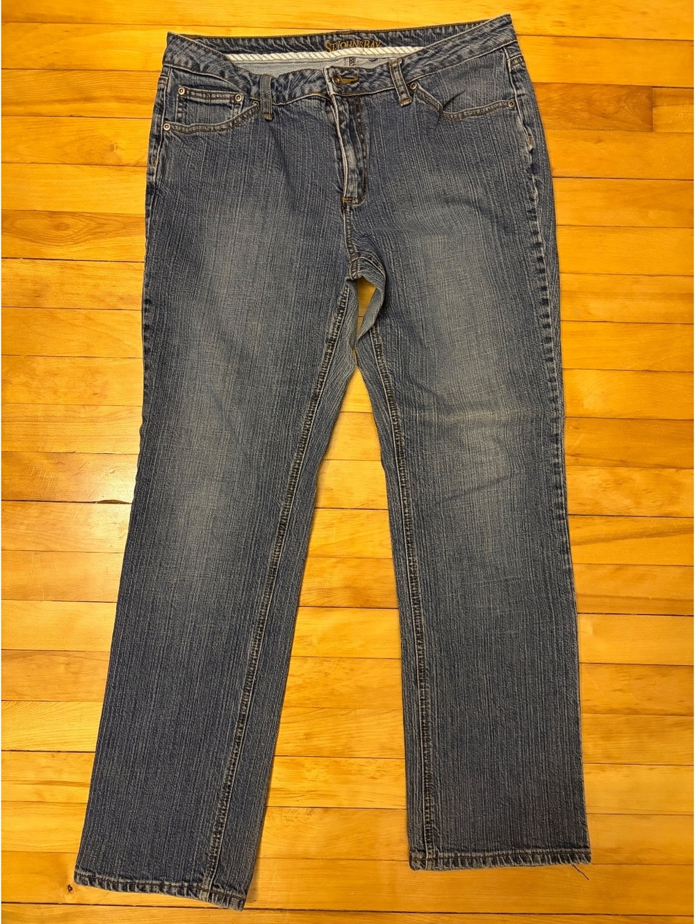 St. John's Bay Straight Leg Jeans Size 14 Blue Denim Cotton Blend